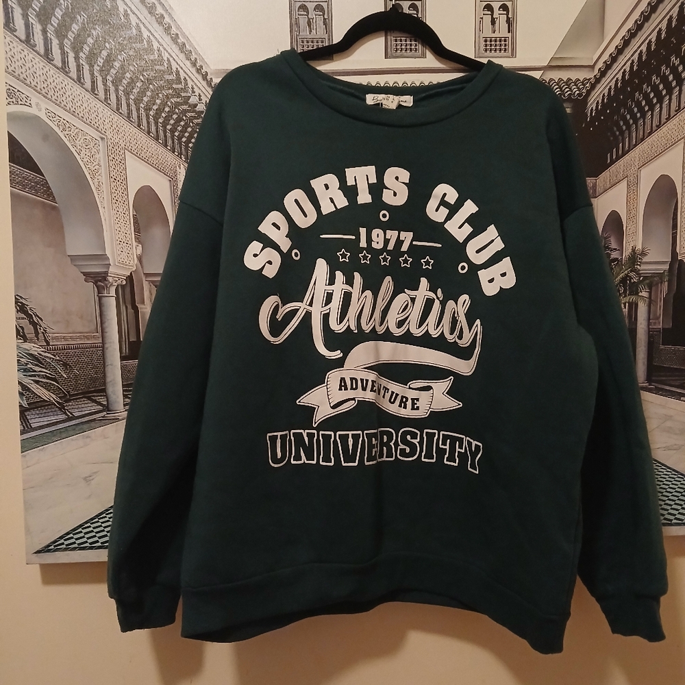 Charlotte Russe Sports Club Sweatshirt - Dark Green